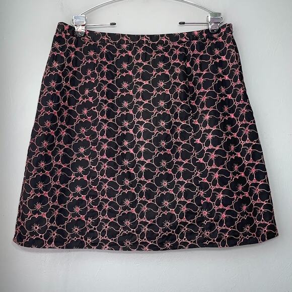 Fashion Bug Size 18 Black Pink Embroidered Eyelet Skirt Dark Whimsigoth Romantic - Picture 1 of 8